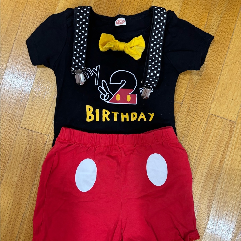 Kids Mickey Birthday Outfit with Bow Tie